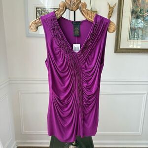 NWT Grace Elements Wild Plum Ruffle Ruched Tank Top L